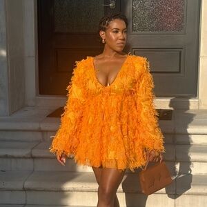 Orange Feather Dress